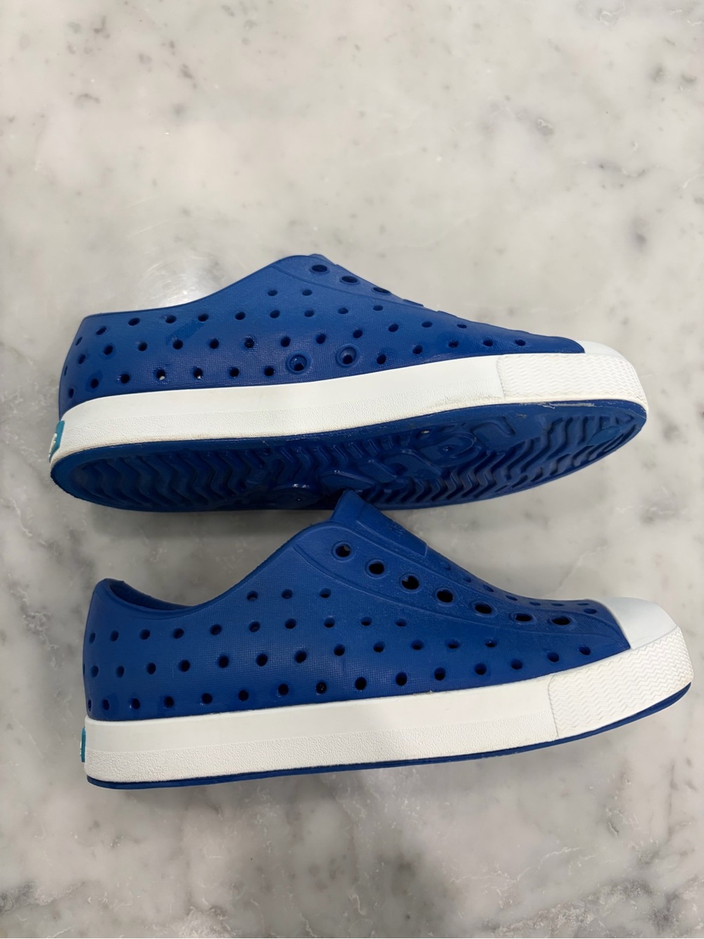 Native Kids Slip-On Water Shoes in Royal Blue with White Toe - Picture 2 of 5